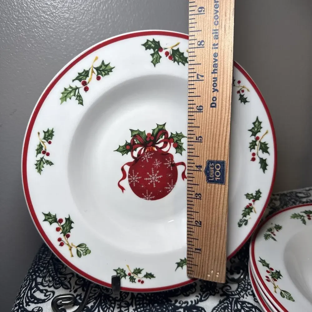 Radko Traditions Holiday Celebrations Christmas Ornament Soup Bowls 9” Set of 4